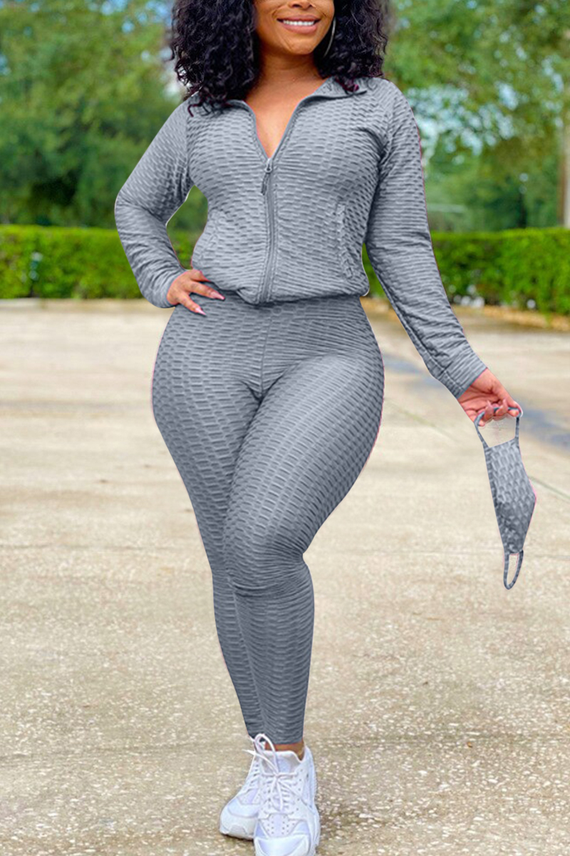 Grey Sexy Sportswear Patchwork Zipper Collar Long Sleeve Two Pieces (With Mask)
Grey Sexy Sportswear Patchwork Zipper Collar Long Sleeve Two Pieces (With Mask)