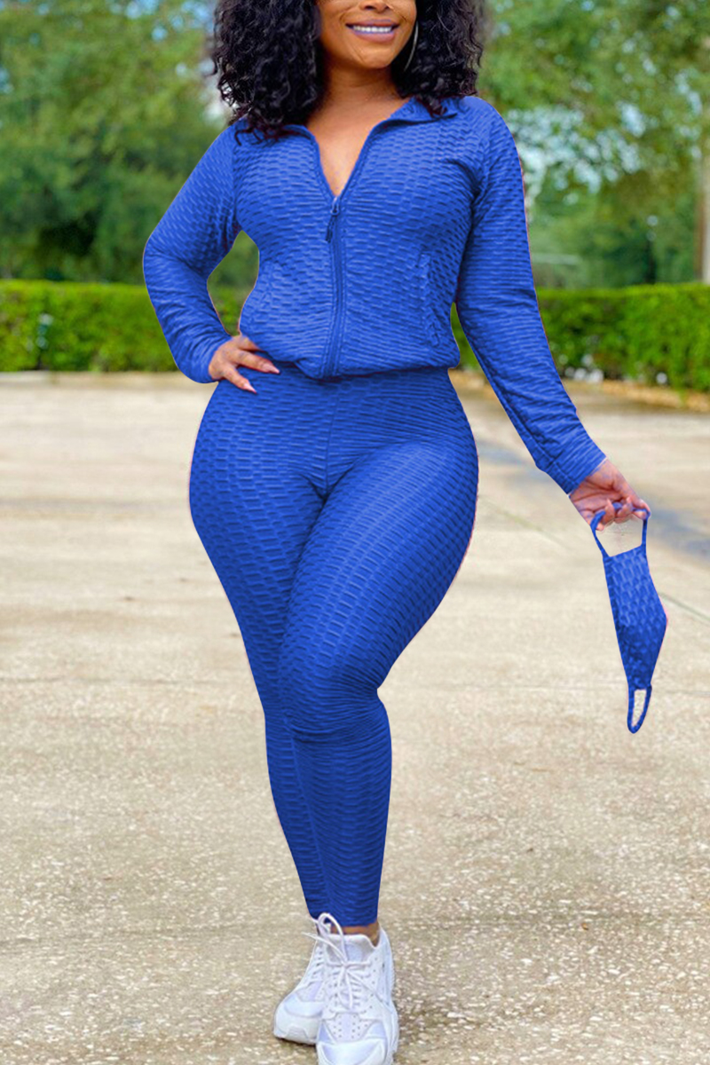 Blue Sexy Sportswear Patchwork Zipper Collar Long Sleeve Two Pieces (With Mask)
Blue Sexy Sportswear Patchwork Zipper Collar Long Sleeve Two Pieces (With Mask)