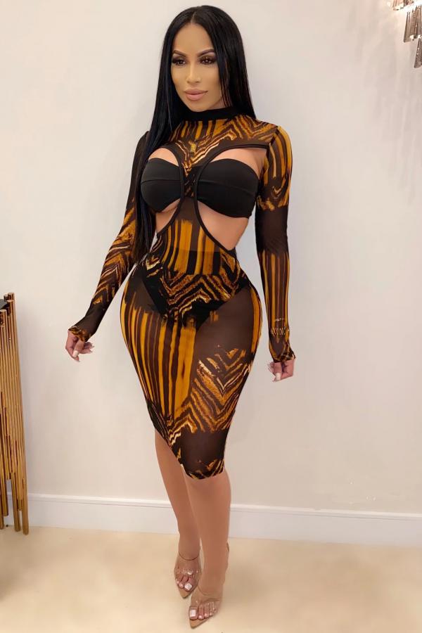 Yellow Network adult Fashion Sexy Leopard Mesh Print Three-Piece Suits perspective A-line skirt Long Sleeve
Yellow Network adult Fashion Sexy Leopard Mesh Print Three-Piece Suits perspective A-line skirt Long Sleeve