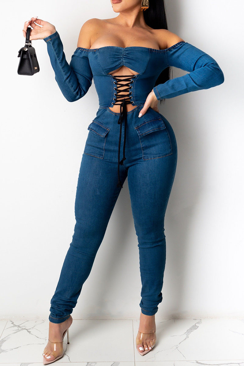 Dark Blue Sexy Solid Bandage Make Old Bateau Neck Long Sleeve Mid Waist Regular Denim
Dark Blue Sexy Solid Bandage Make Old Bateau Neck Long Sleeve Mid Waist Regular Denim