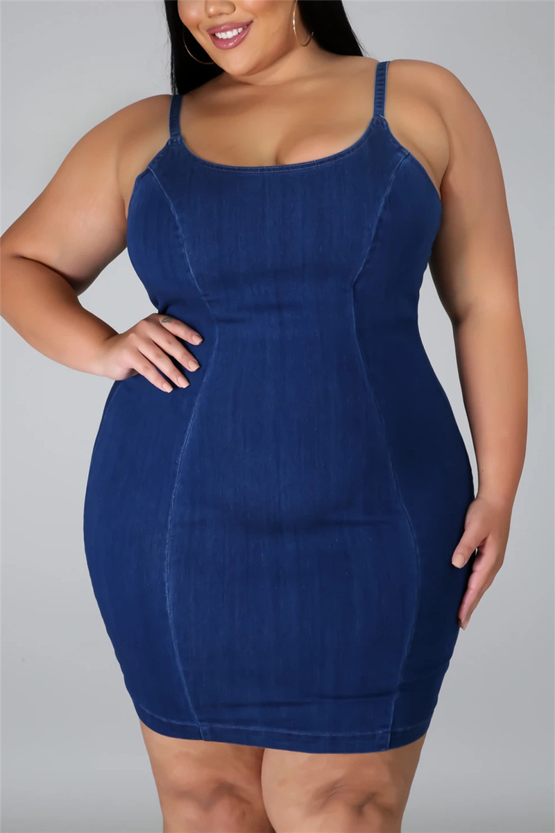 Blue Fashion Sexy Plus Size O Neck Sleeveless Off The Shoulder Solid Sling Dress
Blue Fashion Sexy Plus Size O Neck Sleeveless Off The Shoulder Solid Sling Dress