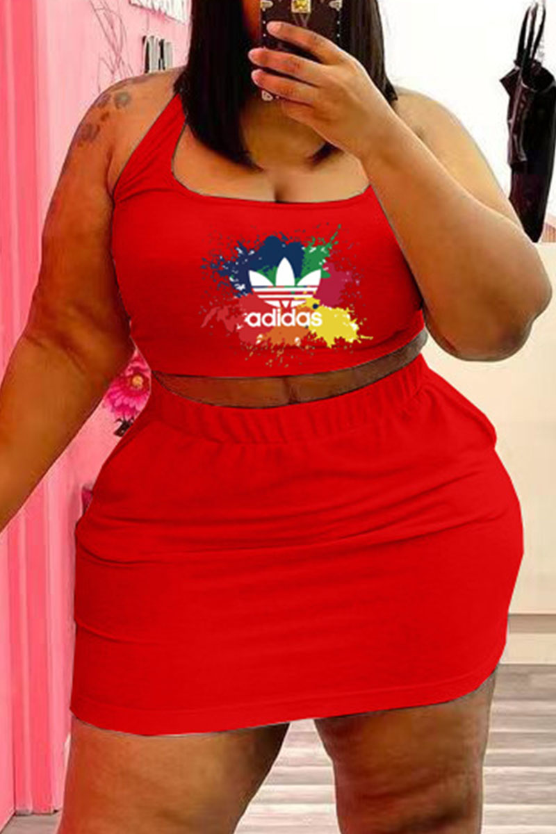 Red Fashion Sportswear Print Split Joint U Neck One Step Skirt Plus Size Two Pieces
Red Fashion Sportswear Print Split Joint U Neck One Step Skirt Plus Size Two Pieces