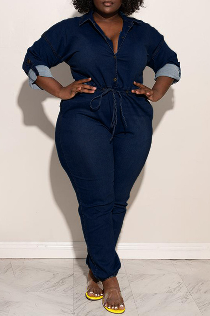 Dark Blue Fashion Casual Solid Hollowed Out Split Joint Chains Turndown Collar Plus Size Jumpsuits
Dark Blue Fashion Casual Solid Hollowed Out Split Joint Chains Turndown Collar Plus Size Jumpsuits