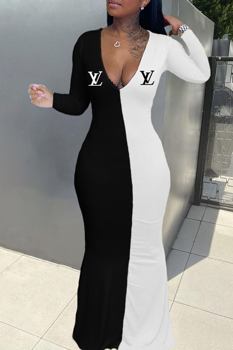 Black And White Fashion Street Print Split Joint V Neck One Step Skirt Dresses
Black And White Fashion Street Print Split Joint V Neck One Step Skirt Dresses