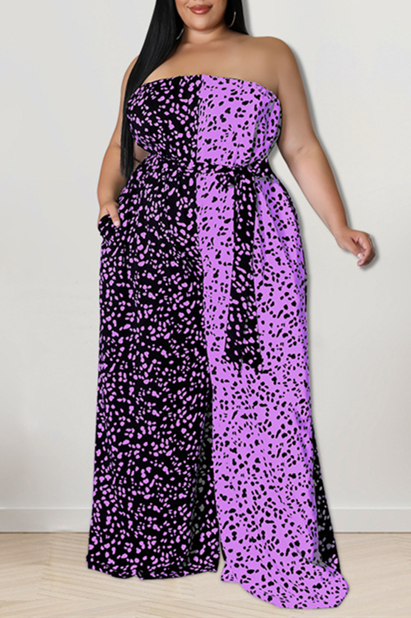 Purple Fashion Casual Print Split Joint Backless With Belt Strapless Plus Size Jumpsuits
Purple Fashion Casual Print Split Joint Backless With Belt Strapless Plus Size Jumpsuits
