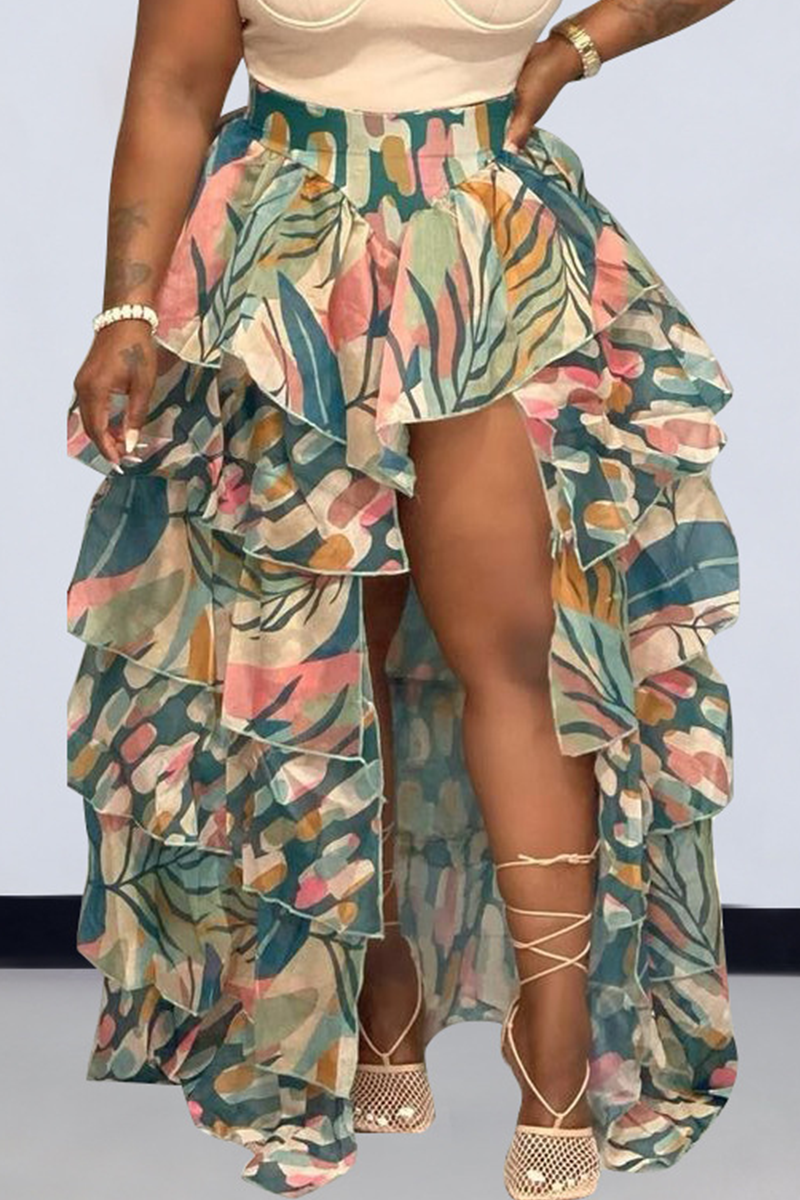 Multicolor Casual Print Flounce Straight High Waist Type A Full Print Bottoms
Multicolor Casual Print Flounce Straight High Waist Type A Full Print Bottoms