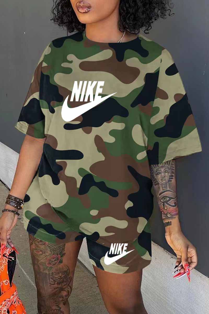 Army Green Fashion Casual Camouflage Print Letter O Neck Short Sleeve Two Pieces
Army Green Fashion Casual Camouflage Print Letter O Neck Short Sleeve Two Pieces