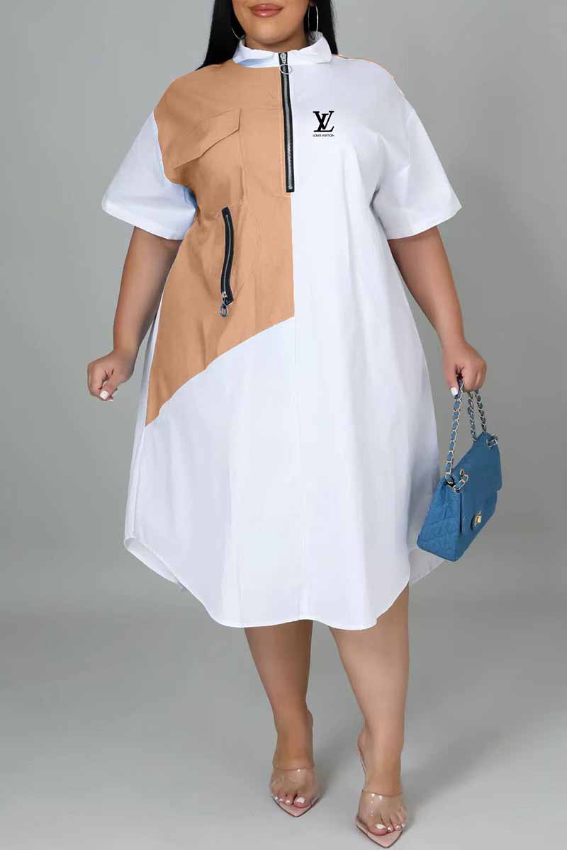 Khaki Fashion Street Print Patchwork Turndown Collar Shirt Dress Plus Size Dresses
Khaki Fashion Street Print Patchwork Turndown Collar Shirt Dress Plus Size Dresses