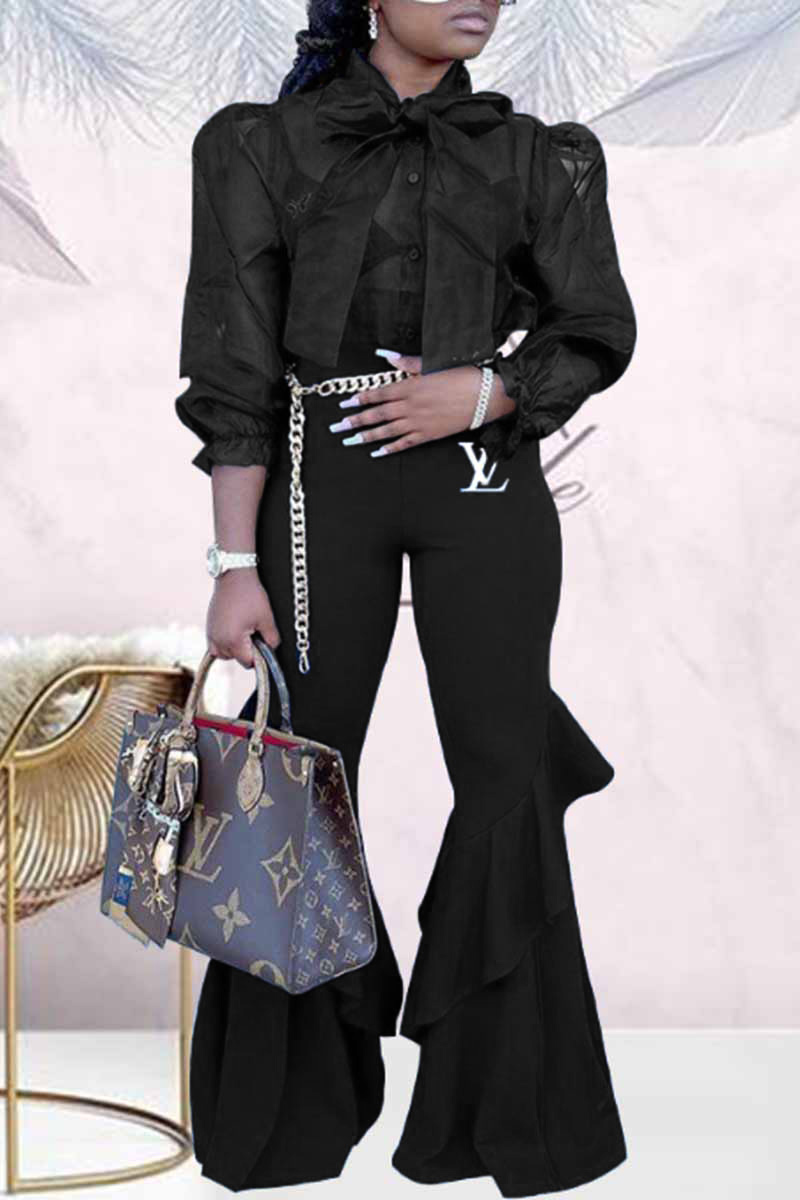 Black Fashion Elegant Print See-through Letter Ribbon Collar Long Sleeve Two Pieces
Black Fashion Elegant Print See-through Letter Ribbon Collar Long Sleeve Two Pieces