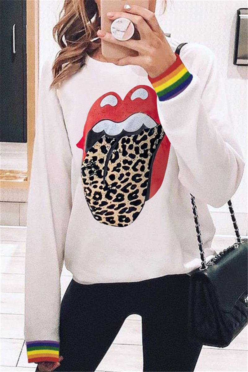 Fashion Casual Round Neck Print Big Mouth Sweater
