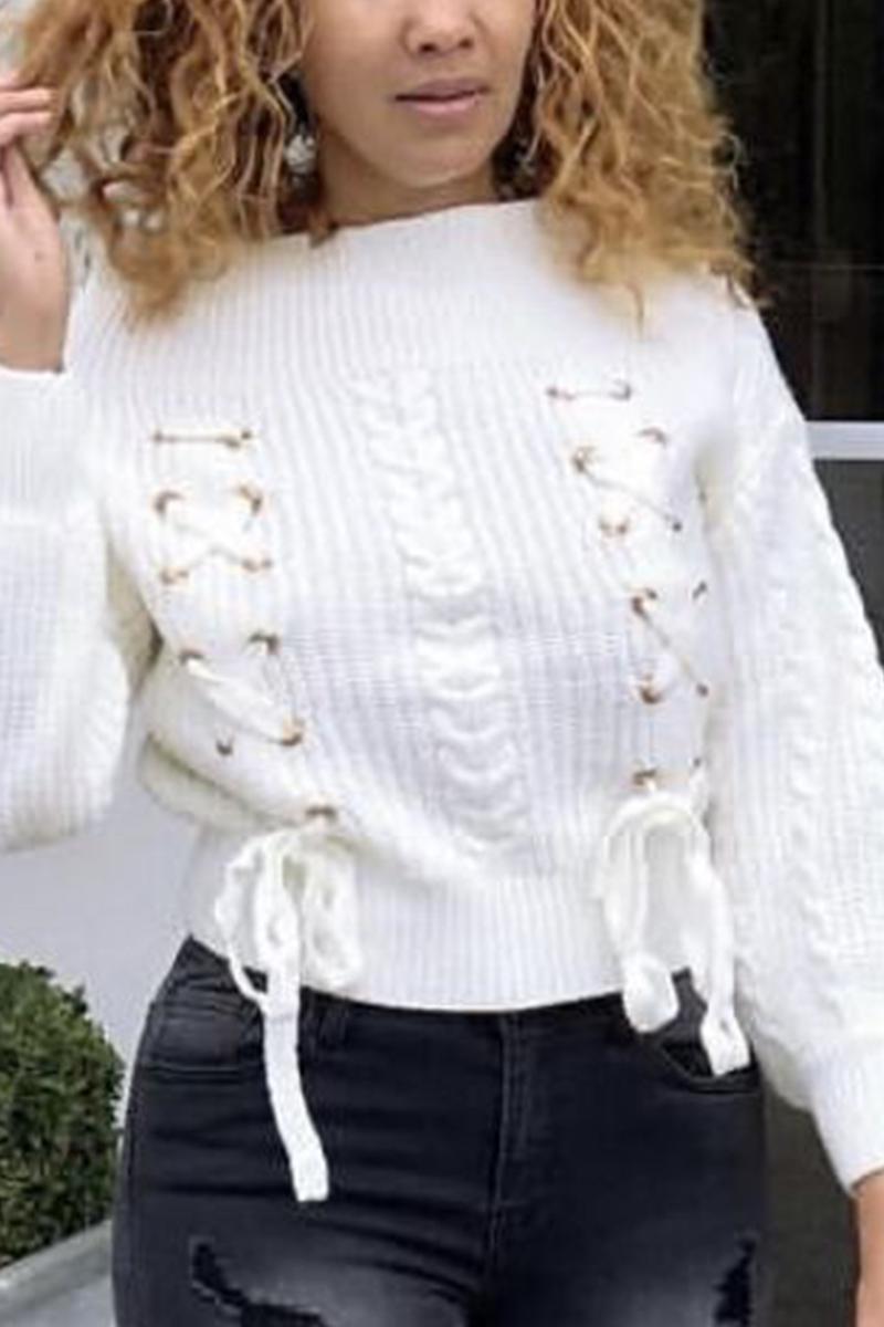 Sexy Fashion Long Sleeve White Sweater Top