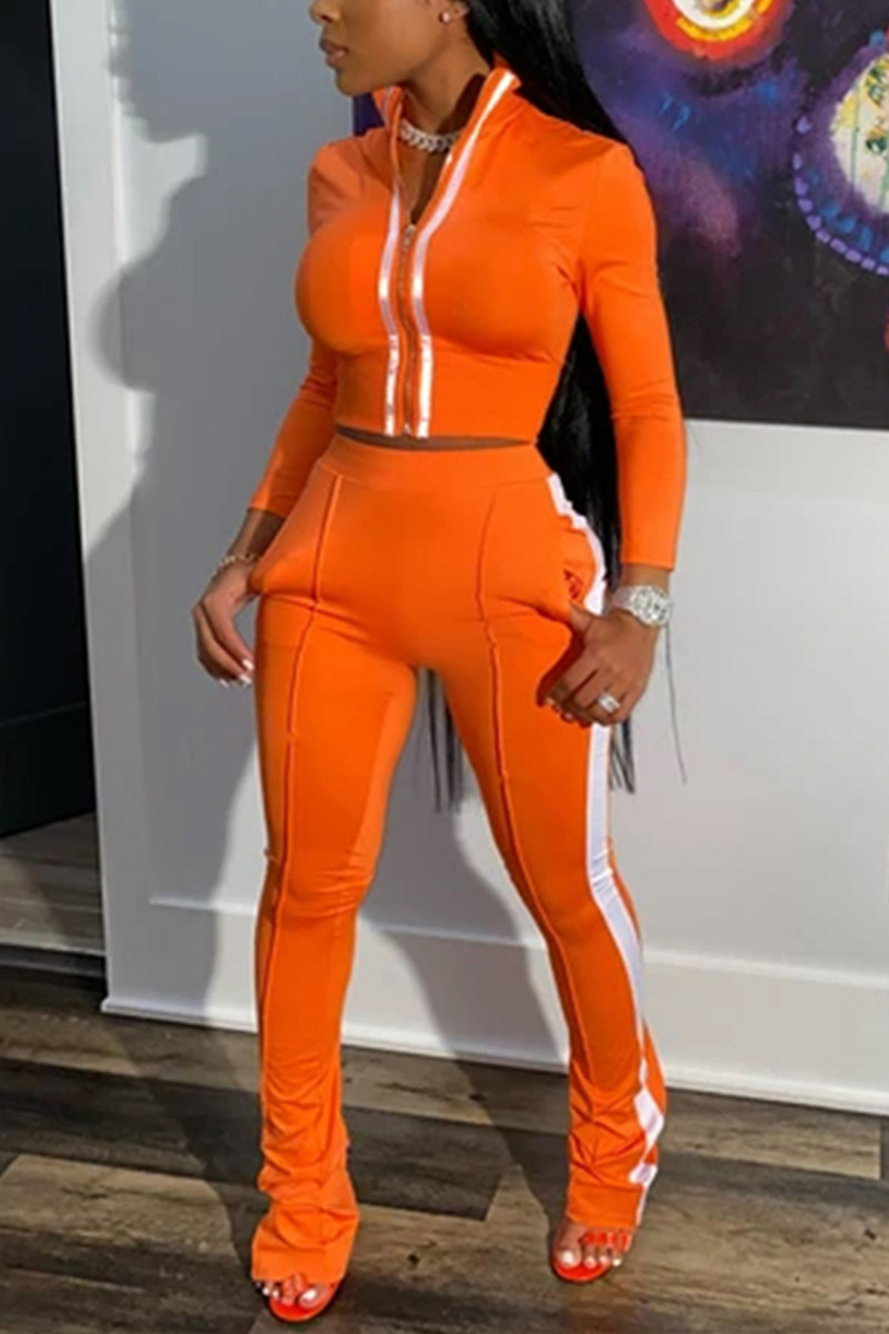 Orange Casual Sportswear Long Sleeve Zipper Collar Regular Sleeve Short Patchwork Two Pieces
Orange Casual Sportswear Long Sleeve Zipper Collar Regular Sleeve Short Patchwork Two Pieces