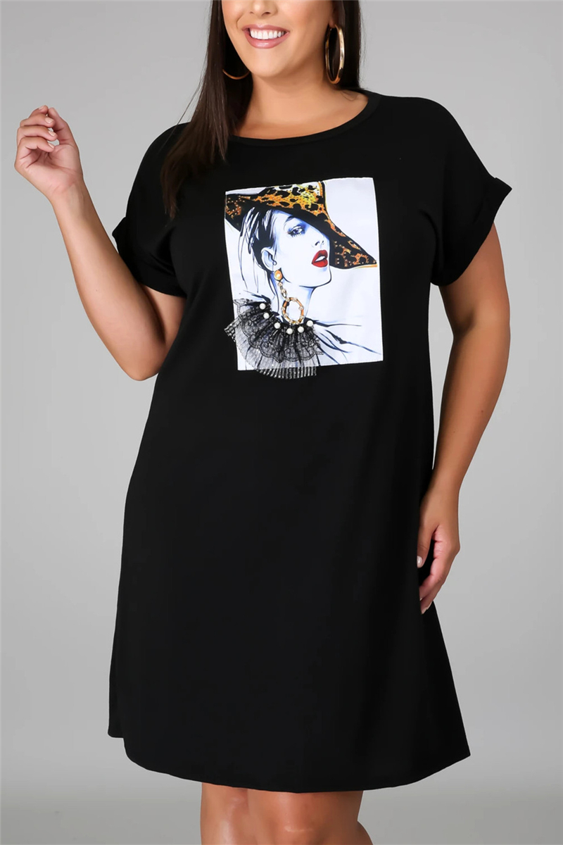 Black Fashion Casual O Neck Short Sleeve Regular Sleeve Print Plus Size Dress
Black Fashion Casual O Neck Short Sleeve Regular Sleeve Print Plus Size Dress