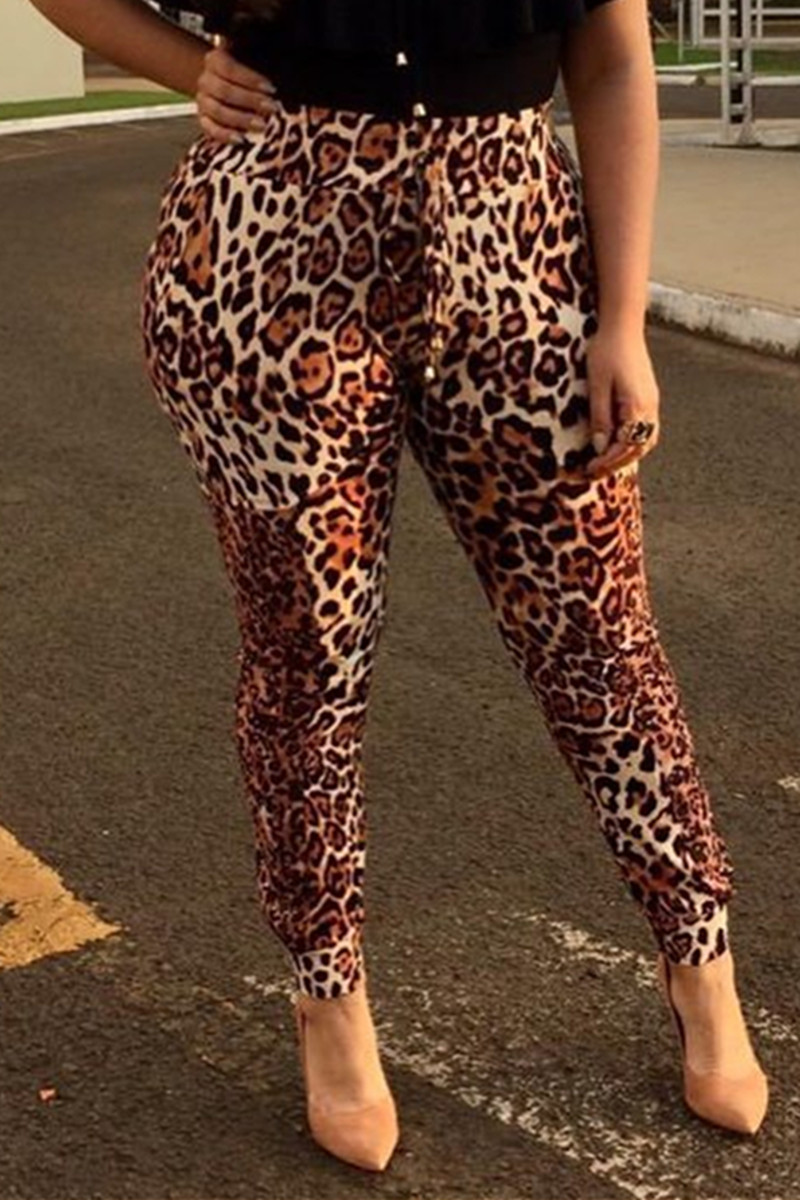 Leopard Fashion Sexy Print Leopard Plus Size Trousers