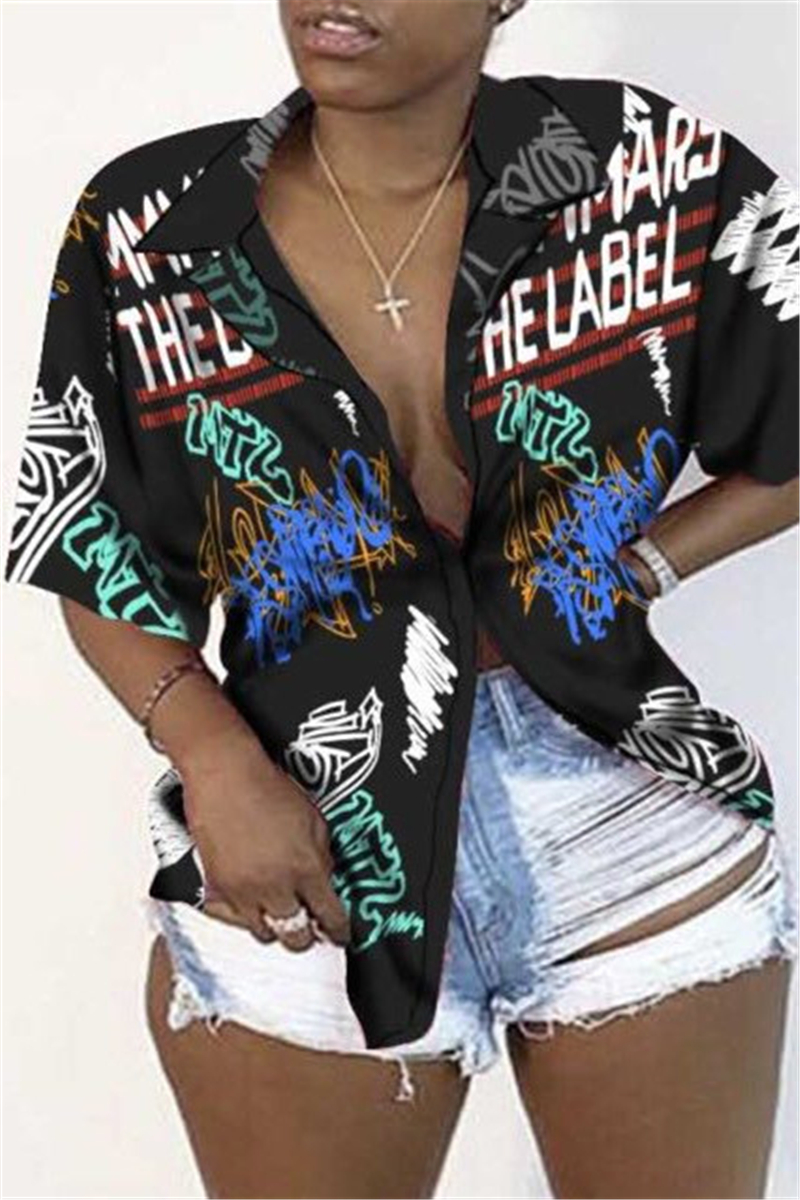 Black Fashion Casual Turndown Collar Short Sleeve Regular Sleeve Regular Print Tops
Black Fashion Casual Turndown Collar Short Sleeve Regular Sleeve Regular Print Tops