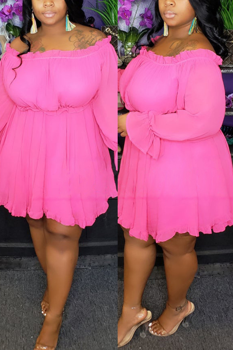 Rose Red Fashion Sexy Bateau Neck Long Sleeve Ruffle Sleeve Solid Plus Size Dress
Rose Red Fashion Sexy Bateau Neck Long Sleeve Ruffle Sleeve Solid Plus Size Dress