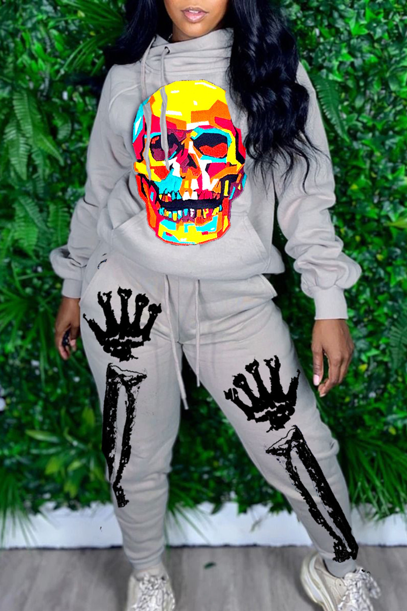 Gray Fashion Casual Long Sleeve Hooded Collar Regular Sleeve Regular Skull Head Print Two Pieces
Gray Fashion Casual Long Sleeve Hooded Collar Regular Sleeve Regular Skull Head Print Two Pieces