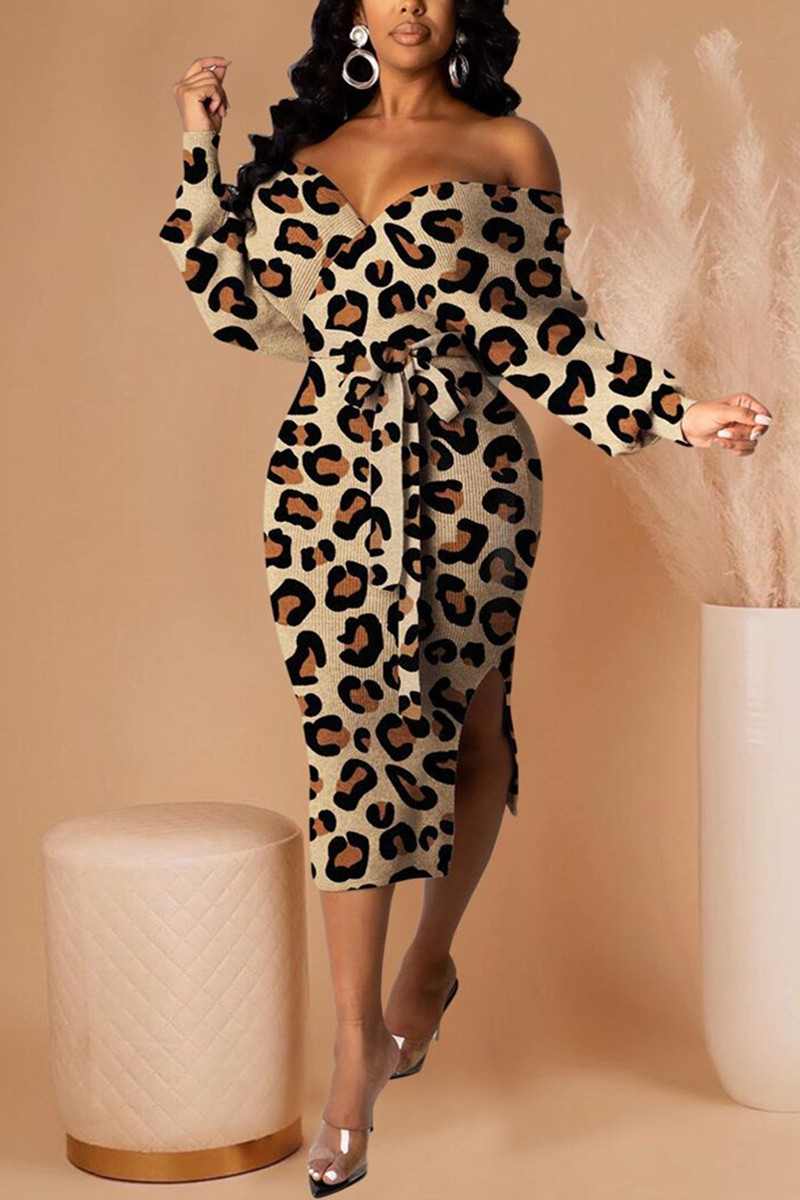 Yellow Sexy Adult Polyester Print Leopard Backless Strapless Long Sleeve Mid Calf Pencil Skirt Dresses
Yellow Sexy Adult Polyester Print Leopard Backless Strapless Long Sleeve Mid Calf Pencil Skirt Dresses