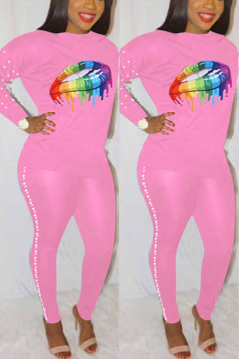 Pink Women Fashion Casual Sports Suit