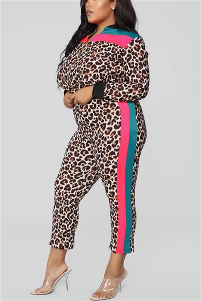 Leopard print Fashion Slim Trendy Two-Piece Suit
