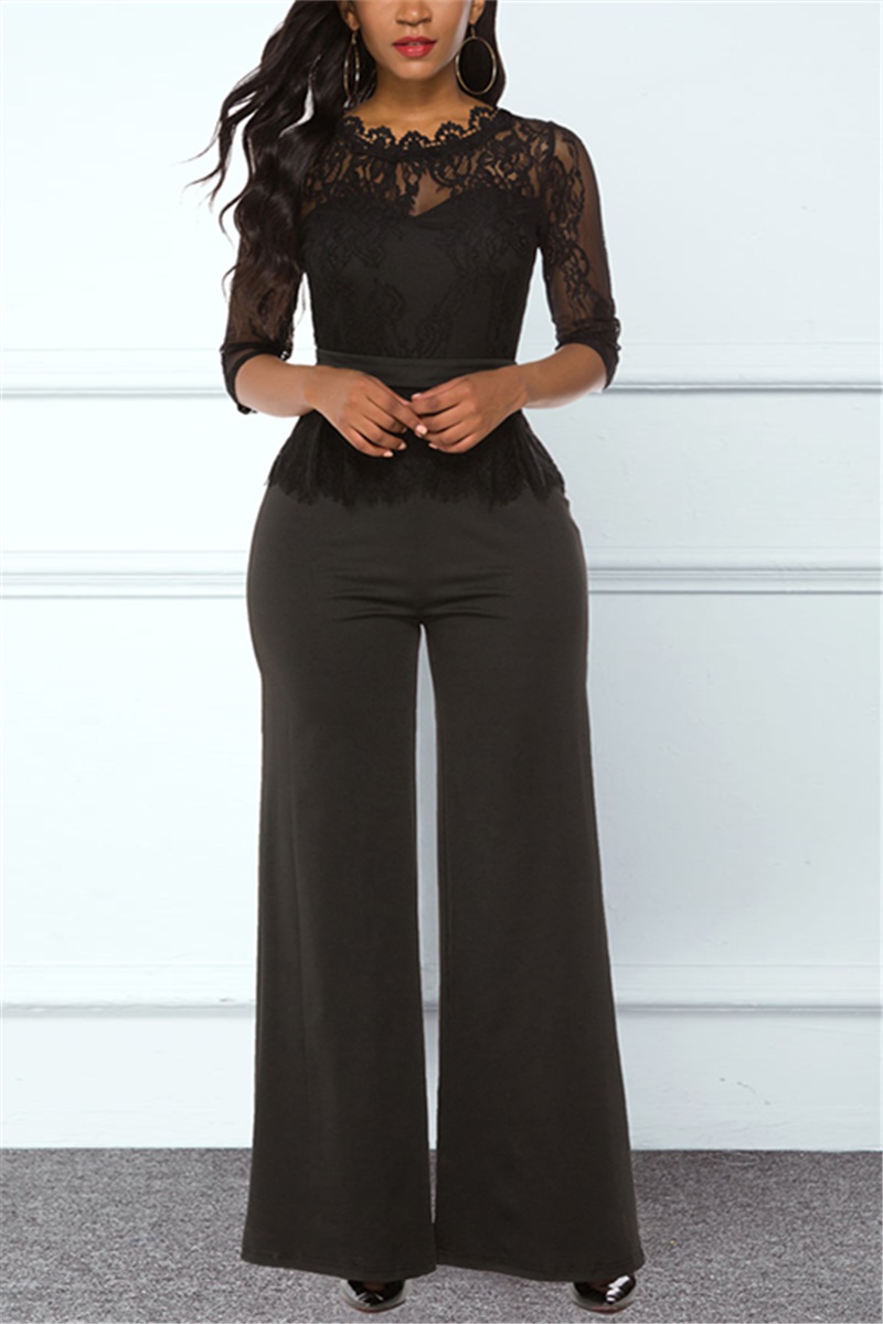 Black Fashion Sexy Dignified Lace Jumpsuit