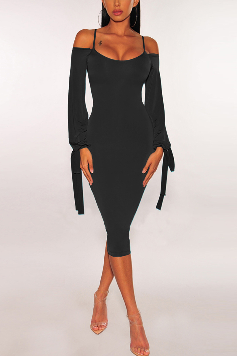 Black Sexy Spaghetti Strap Tight-Fitting Hip Dress