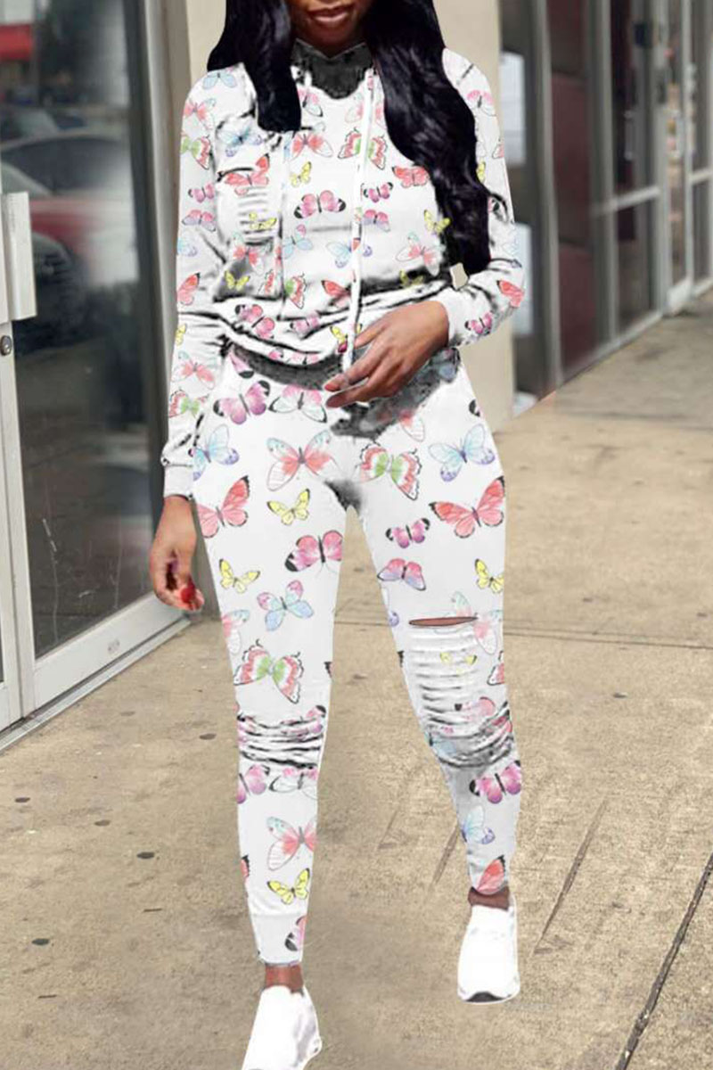 White Casual Print Ripped Split Joint Hooded Collar Long Sleeve Two Pieces
White Casual Print Ripped Split Joint Hooded Collar Long Sleeve Two Pieces
