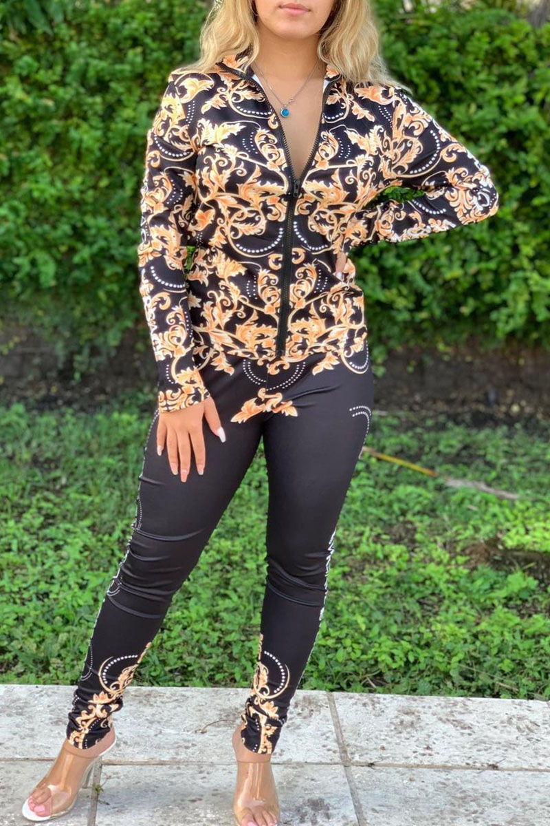 Black Fashion Casual Print Split Joint Zipper Collar Long Sleeve Two Pieces
Black Fashion Casual Print Split Joint Zipper Collar Long Sleeve Two Pieces