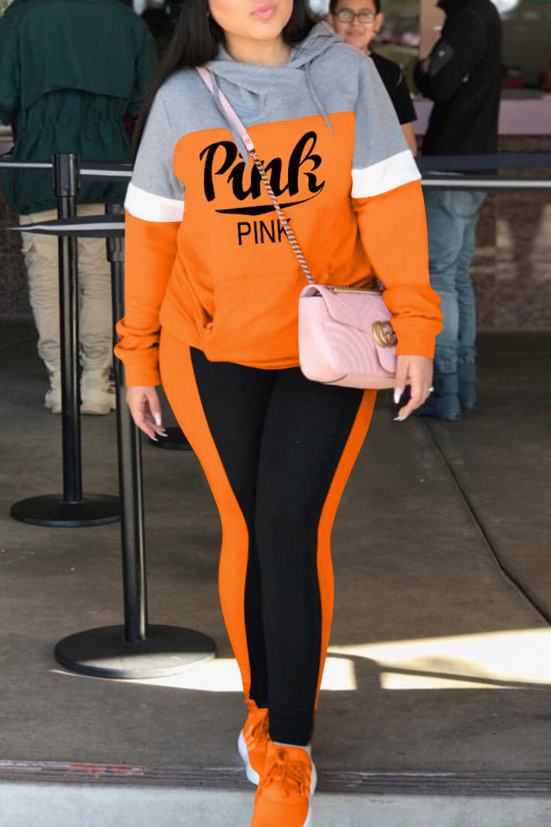 Orange Fashion Casual Letter Print Split Joint Hooded Collar Long Sleeve Two Pieces
Orange Fashion Casual Letter Print Split Joint Hooded Collar Long Sleeve Two Pieces