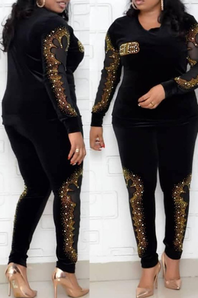Black Fashion Casual Hot Drilling Hollowed Out Split Joint O Neck Plus Size Two Pieces
Black Fashion Casual Hot Drilling Hollowed Out Split Joint O Neck Plus Size Two Pieces