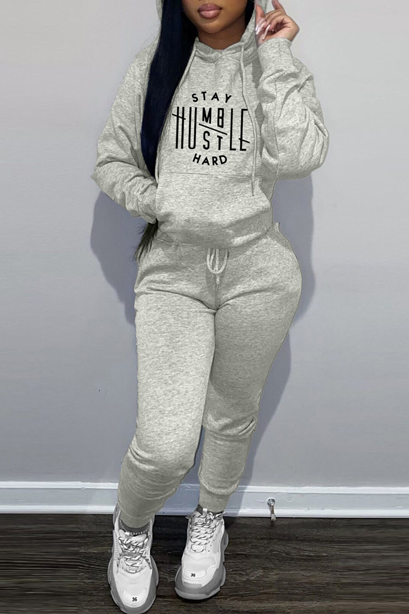 Grey Fashion Casual Letter Print Basic Hooded Collar Long Sleeve Two Pieces
Grey Fashion Casual Letter Print Basic Hooded Collar Long Sleeve Two Pieces