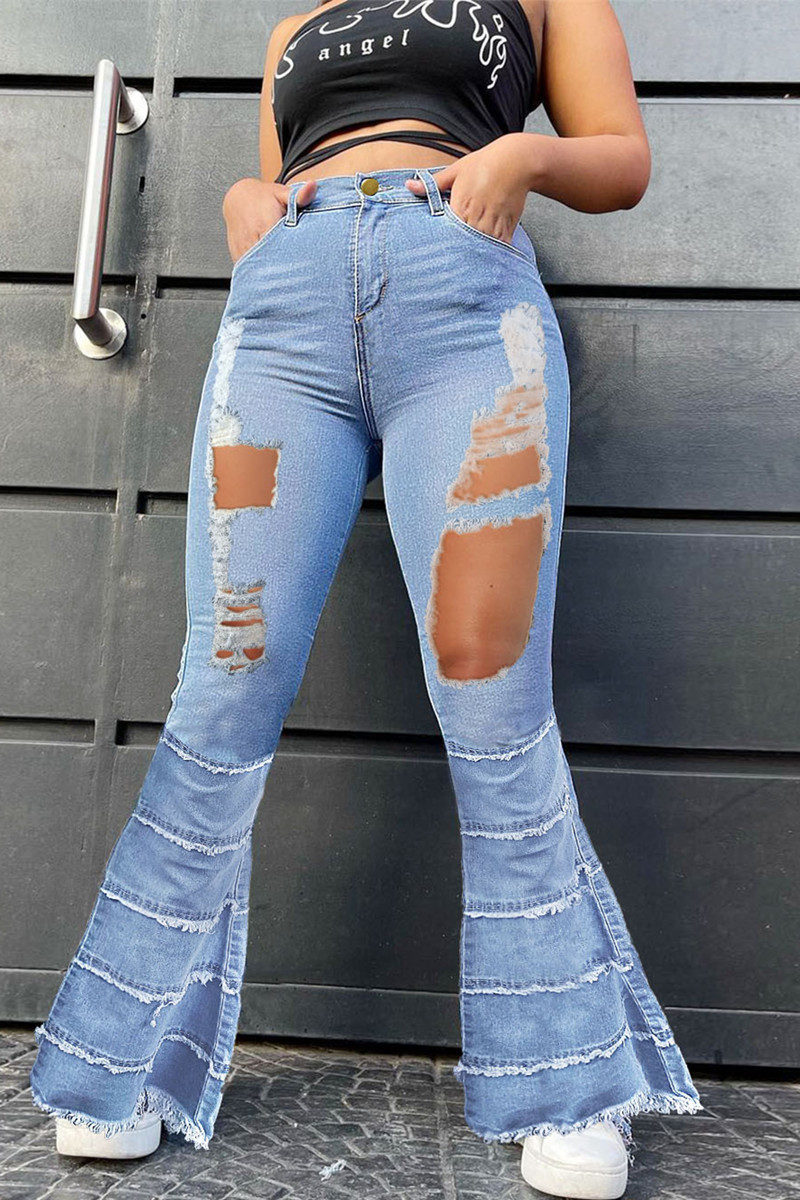 Baby Blue Fashion Casual Solid Ripped Bandage High Waist Regular Denim Jeans
Baby Blue Fashion Casual Solid Ripped Bandage High Waist Regular Denim Jeans