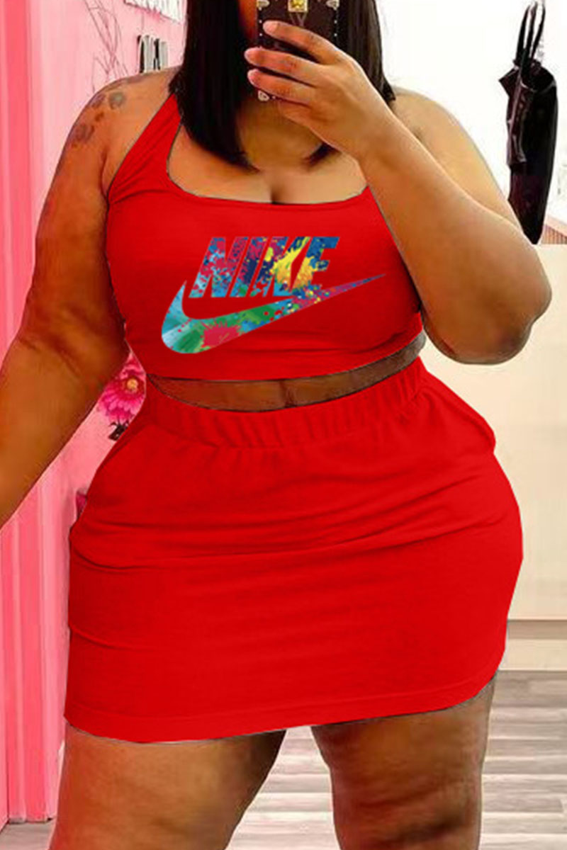 Red Fashion Sportswear Print Split Joint U Neck One Step Skirt Plus Size Two Pieces
Red Fashion Sportswear Print Split Joint U Neck One Step Skirt Plus Size Two Pieces