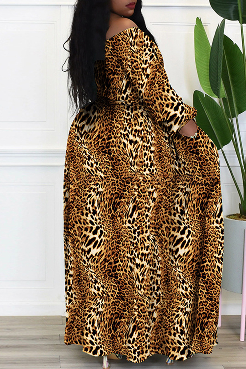 Wholesale Leopard Print Fashion Casual Print Bandage Patchwork Slit Off