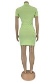 purple Fashion Sexy adult Light Green purple Cap Sleeve Short Sleeves O neck Pencil Dress Mini Bowknot Patchwork Solid hollow out asymmetrical Dresses