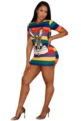 Разноцветная сексуальная модная юбка с короткими рукавами и круглым вырезом, мини-платье с блестками и принтом