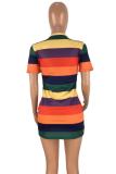 Multi-color Sexy Fashion Cap Sleeve Short Sleeves O neck Step Skirt Mini Print Sequin Patchwork