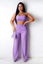 purple Fashion Sexy adult Patchwork Solid Two Piece Suits Straight Sleeveless Two Pieces