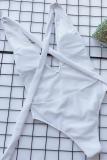 Wit nylon verband Effen patchwork Sexy badkleding uit één stuk