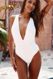 rose red Nylon bandage Solid Patchwork Sexy One-Piece Swimwear
