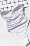 Sexy einteilige Badebekleidung im Patchwork-Stil mit weißem Nylon-Print