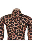 Camouflage sexy manica ad aletta maniche lunghe dolcevita gonna a gradini stampa leopardata mimetica lunga fino al pavimento