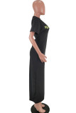 レッドファッションセクシーな大人の奥様レッドブルーグリーンキャップスリーブ半袖Oネックペンシルドレス足首までの長さのプリントパッチワークキャラクタードレス