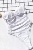 Witte nylon print patchwork sexy badkleding uit één stuk