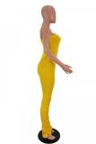 Yellow Fashion Sexy Patchwork Solid Split Sleeveless Slip Jumpsuits