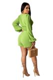 Green Fashion Sexy adult Patchwork Solid Two Piece Suits Straight Long Sleeve Two Pieces