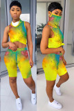 Red and blue Fashion Sexy adult Striped Patchwork Print Character Tie Dye Two Piece Suits Straight Sleeveless Two Pieces