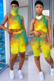 Moda multicolore sexy per adulti a righe patchwork stampa personaggio tie dye abiti in due pezzi dritti senza maniche due pezzi