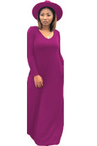 Фиолетовый сексуальный модный короткий рукав с длинными рукавами и круглым вырезом, асимметричный, до пола, асимметричный, в стиле пэчворк, длинный S