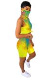 Green Fashion Sexy adult Striped Patchwork Print Character Tie Dye Two Piece Suits Straight Sleeveless Two Pieces